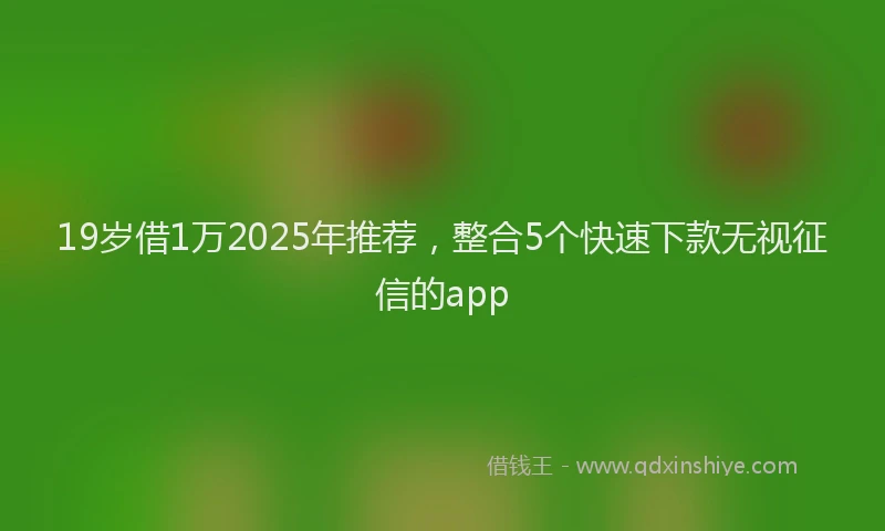 19岁借1万2025年推荐，整合5个快速下款无视征信的app