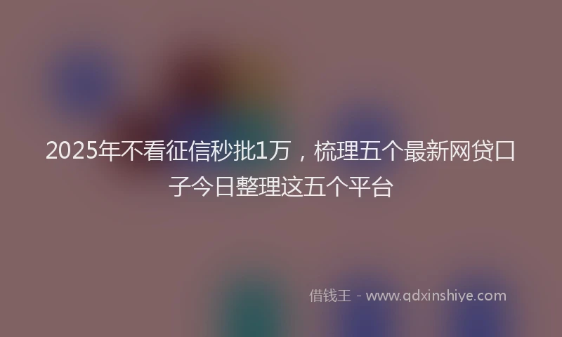 2025年不看征信秒批1万，梳理五个最新网贷口子今日整理这五个平台