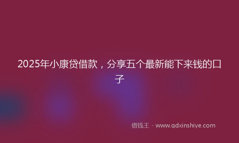 2025年小康贷借款，分享五个最新能下来钱的口子