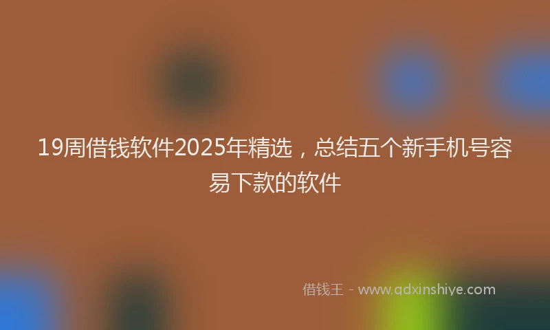 19周借钱软件2025年精选，总结五个新手机号容易下款的软件