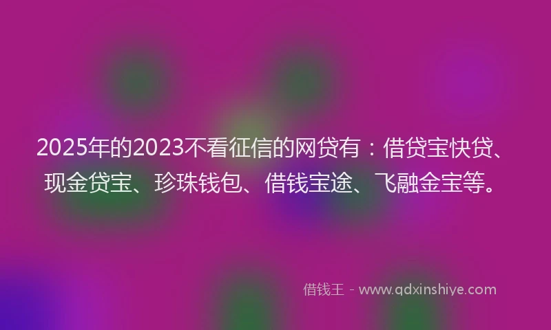 2025年的2023不看征信的网贷有：借贷宝快贷、现金贷宝、珍珠钱包、借钱宝途、飞融金宝等。