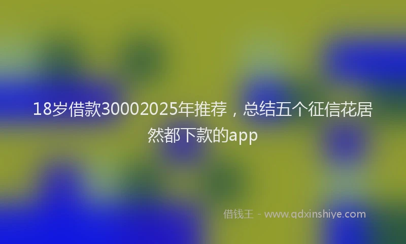 18岁借款30002025年推荐，总结五个征信花居然都下款的app