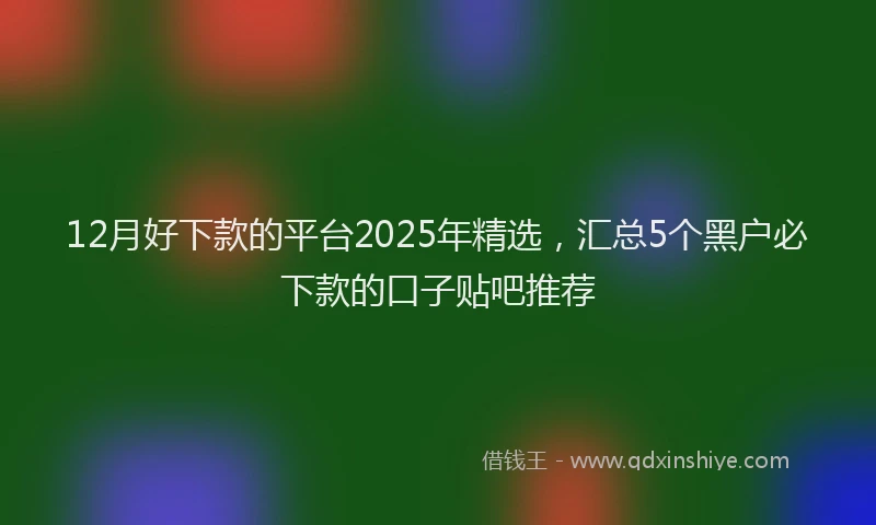 12月好下款的平台2025年精选，汇总5个黑户必下款的口子贴吧推荐