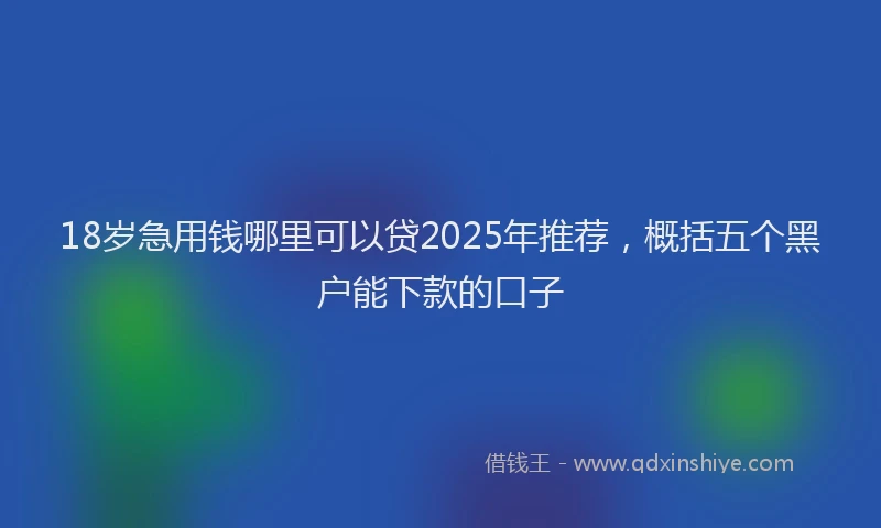 18岁急用钱哪里可以贷2025年推荐，概括五个黑户能下款的口子