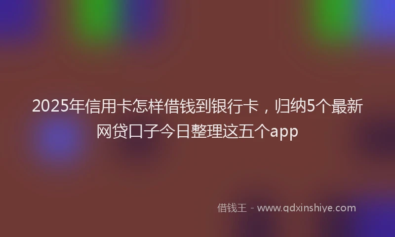 2025年信用卡怎样借钱到银行卡，归纳5个最新网贷口子今日整理这五个app