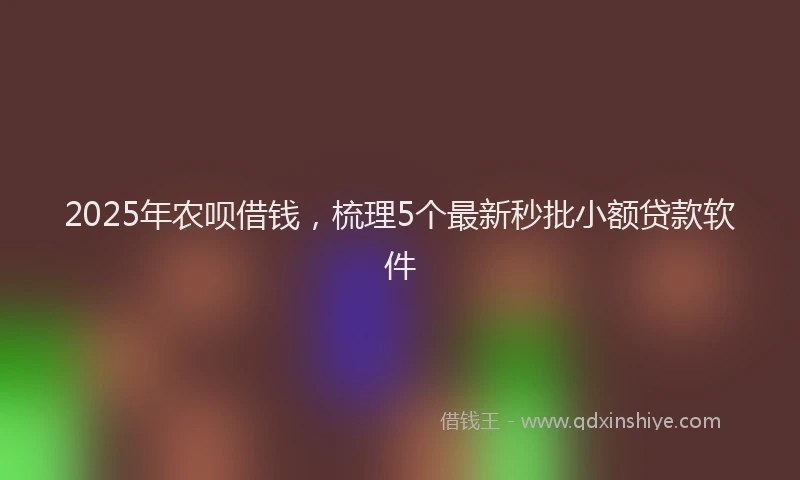 2025年农呗借钱，梳理5个最新秒批小额贷款软件