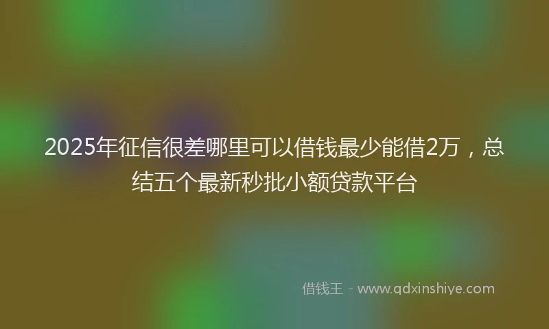 2025年征信很差哪里可以借钱最少能借2万，总结五个最新秒批小额贷款平台