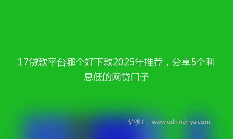 17贷款平台哪个好下款2025年推荐，分享5个利息低的网贷口子