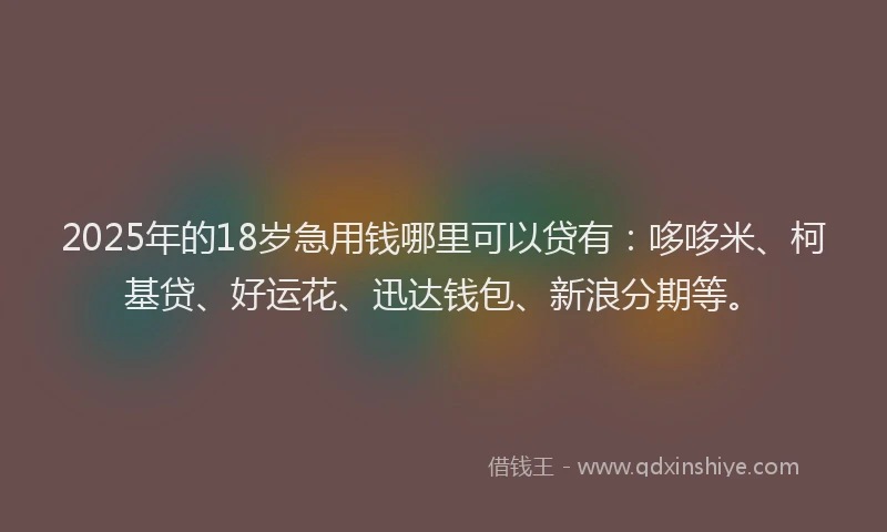 2025年的18岁急用钱哪里可以贷有：哆哆米、柯基贷、好运花、迅达钱包、新浪分期等。