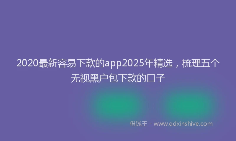 2020最新容易下款的app2025年精选，梳理五个无视黑户包下款的口子