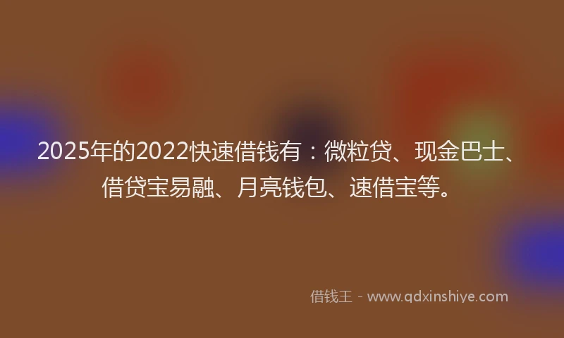 2025年的2022快速借钱有：微粒贷、现金巴士、借贷宝易融、月亮钱包、速借宝等。