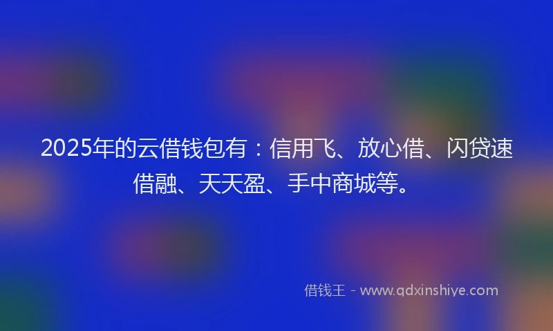 2025年的云借钱包有：信用飞、放心借、闪贷速借融、天天盈、手中商城等。