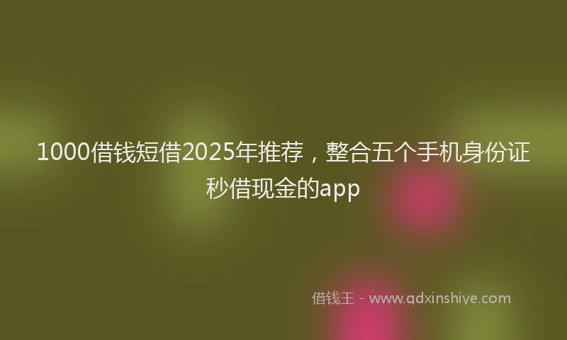 1000借钱短借2025年推荐，整合五个手机身份证秒借现金的app