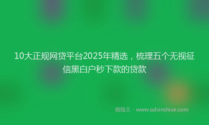 10大正规网贷平台2025年精选，梳理五个无视征信黑白户秒下款的贷款