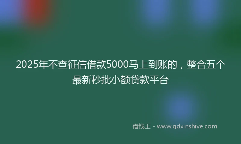 2025年不查征信借款5000马上到账的，整合五个最新秒批小额贷款平台