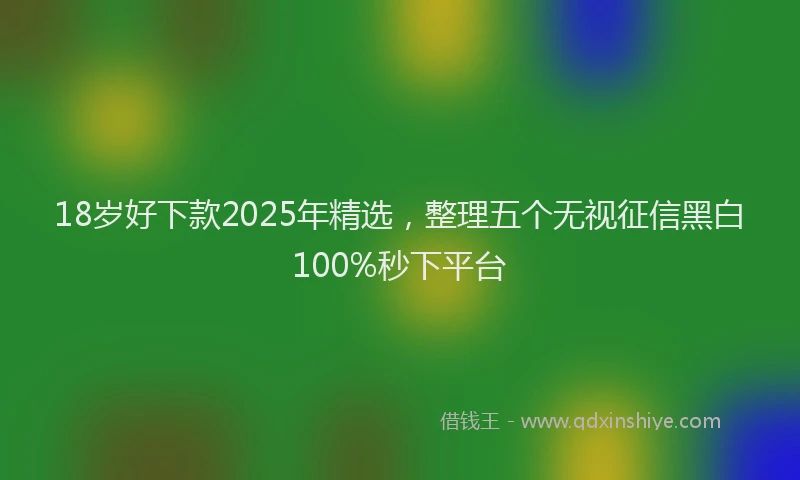 18岁好下款2025年精选，整理五个无视征信黑白100%秒下平台