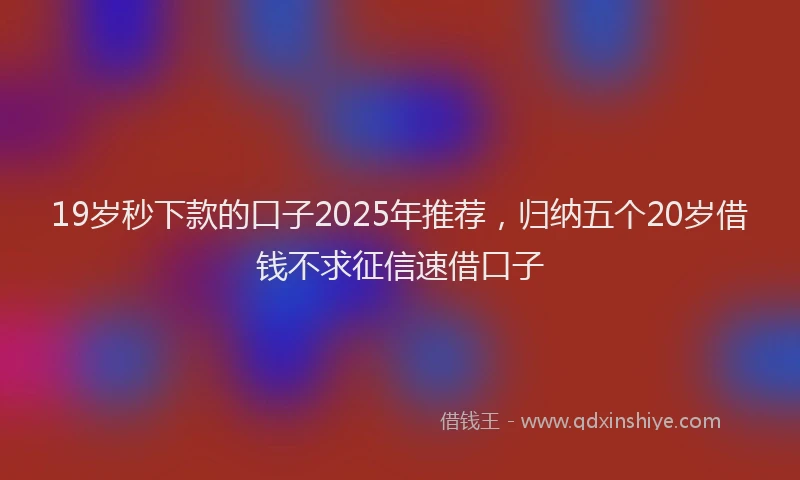 19岁秒下款的口子2025年推荐，归纳五个20岁借钱不求征信速借口子