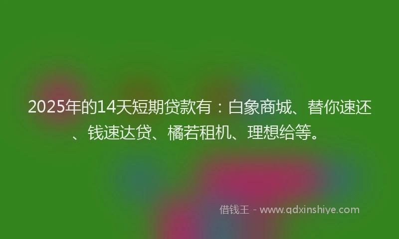 2025年的14天短期贷款有：白象商城、替你速还、钱速达贷、橘若租机、理想给等。