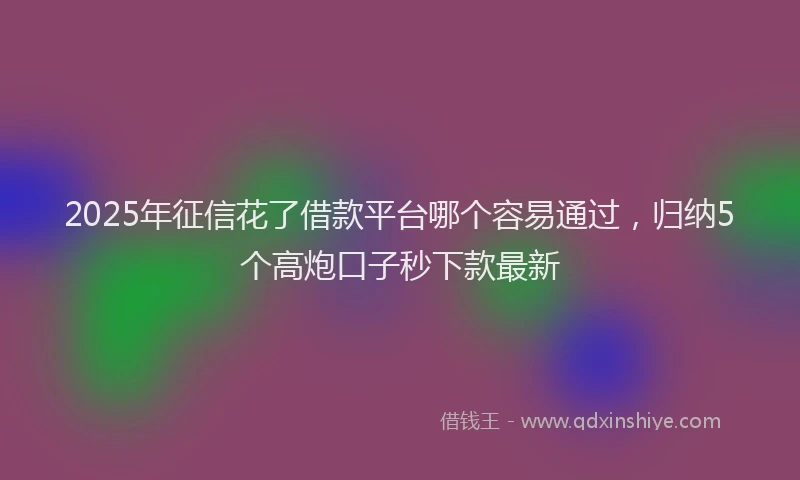 2025年征信花了借款平台哪个容易通过，归纳5个高炮口子秒下款最新