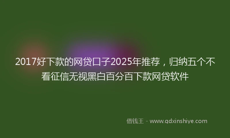 2017好下款的网贷口子2025年推荐，归纳五个不看征信无视黑白百分百下款网贷软件