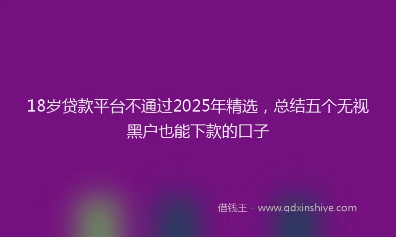 18岁贷款平台不通过2025年精选，总结五个无视黑户也能下款的口子