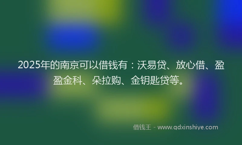 2025年的南京可以借钱有：沃易贷、放心借、盈盈金科、朵拉购、金钥匙贷等。