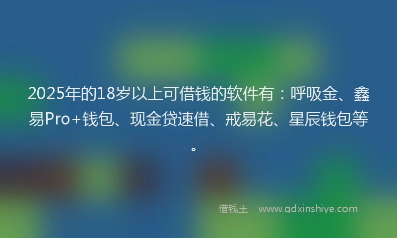 2025年的18岁以上可借钱的软件有：呼吸金、鑫易Pro+钱包、现金贷速借、戒易花、星辰钱包等。