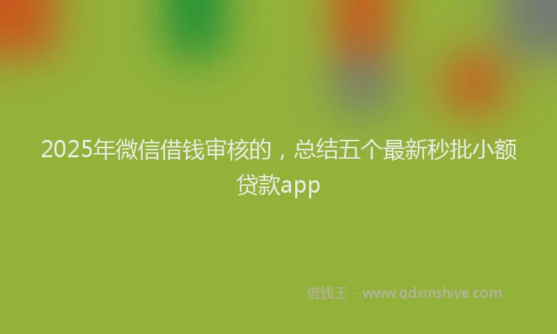 2025年微信借钱审核的，总结五个最新秒批小额贷款app