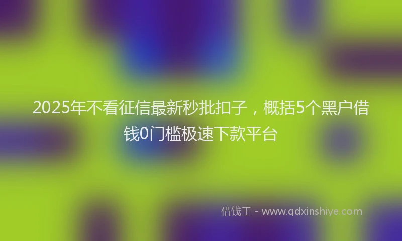 2025年不看征信最新秒批扣子，概括5个黑户借钱0门槛极速下款平台