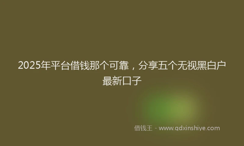 2025年平台借钱那个可靠，分享五个无视黑白户最新口子
