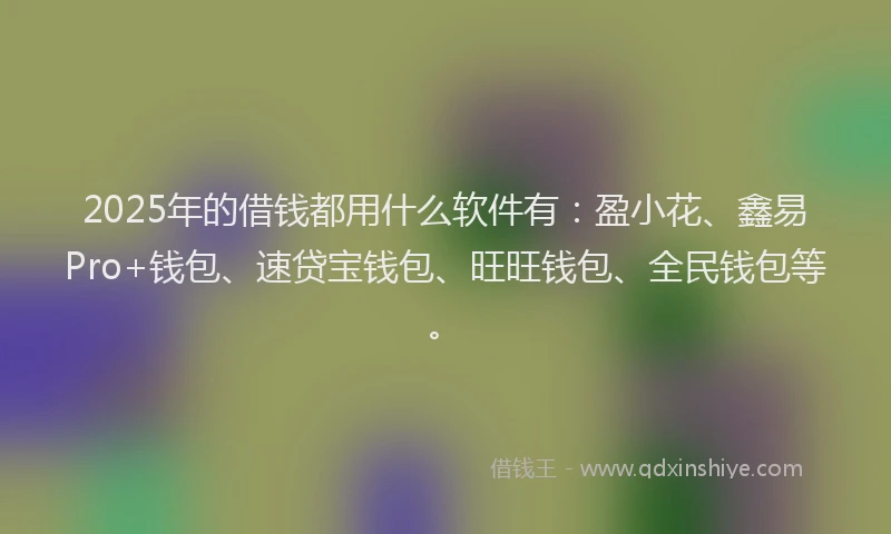 2025年的借钱都用什么软件有：盈小花、鑫易Pro+钱包、速贷宝钱包、旺旺钱包、全民钱包等。