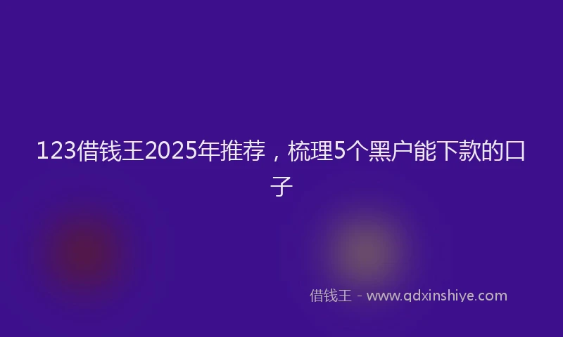 123借钱王2025年推荐，梳理5个黑户能下款的口子
