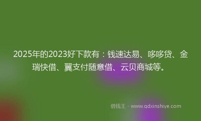 2025年的2023好下款有：钱速达易、哆哆贷、金瑞快借、翼支付随意借、云贝商城等。