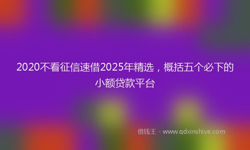 2020不看征信速借2025年精选，概括五个必下的小额贷款平台
