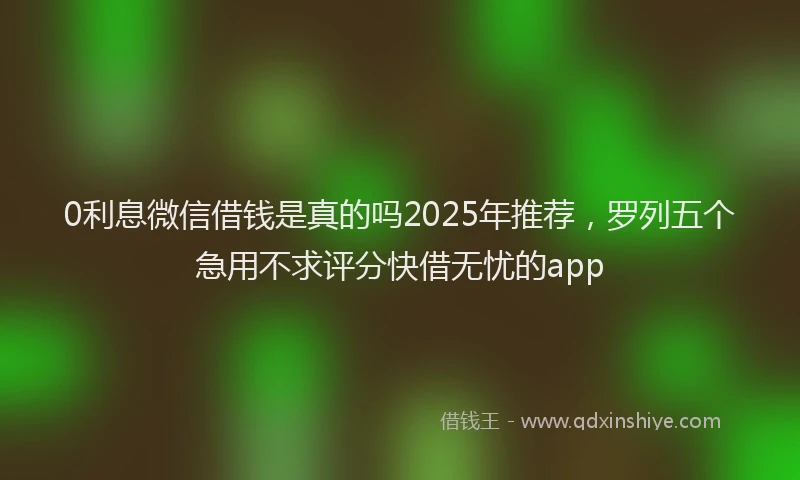 0利息微信借钱是真的吗2025年推荐，罗列五个急用不求评分快借无忧的app