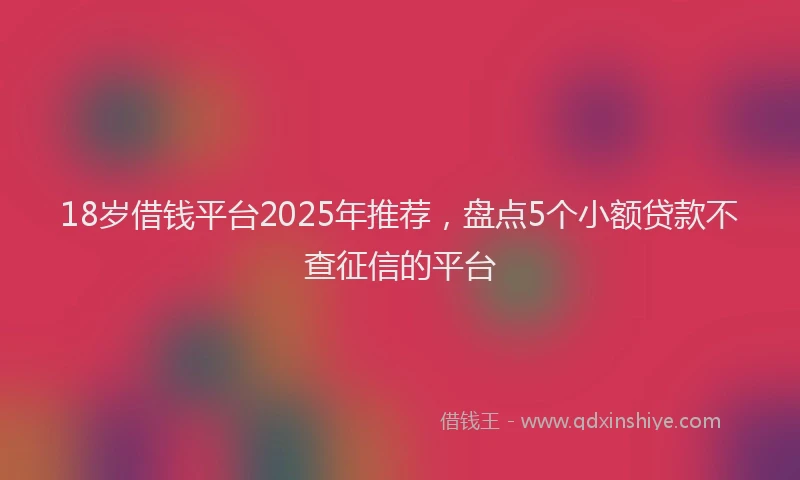 18岁借钱平台2025年推荐，盘点5个小额贷款不查征信的平台