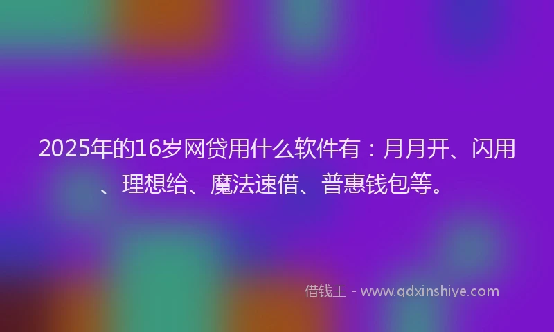2025年的16岁网贷用什么软件有：月月开、闪用、理想给、魔法速借、普惠钱包等。