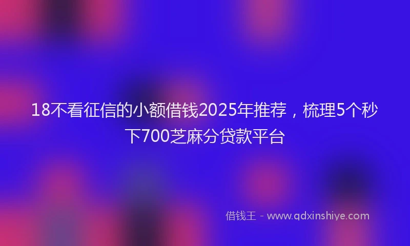 18不看征信的小额借钱2025年推荐，梳理5个秒下700芝麻分贷款平台