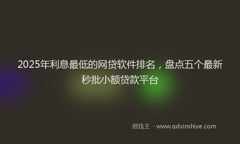 2025年利息最低的网贷软件排名，盘点五个最新秒批小额贷款平台
