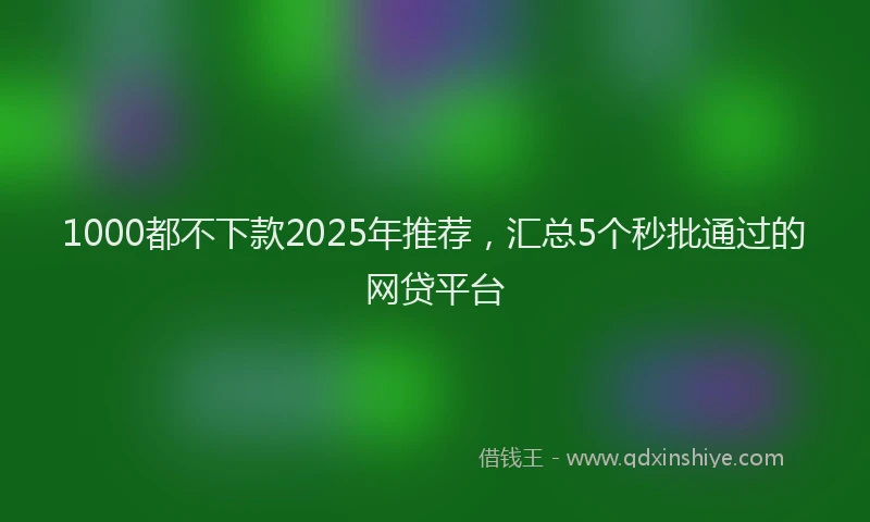 1000都不下款2025年推荐，汇总5个秒批通过的网贷平台