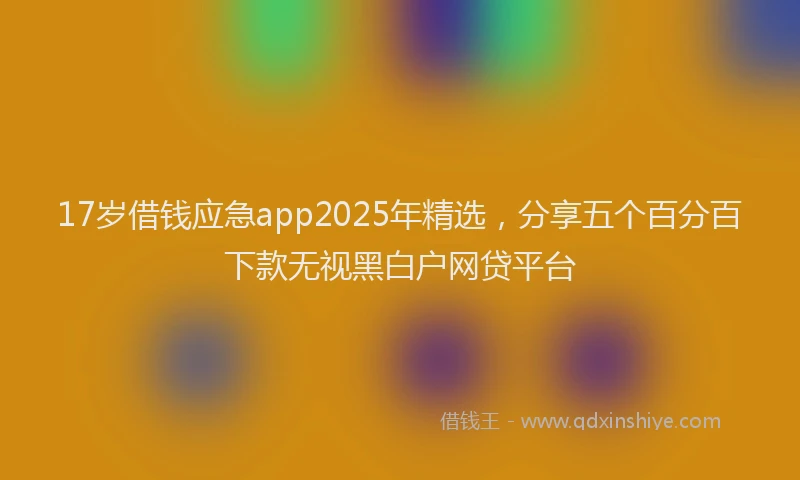 17岁借钱应急app2025年精选，分享五个百分百下款无视黑白户网贷平台