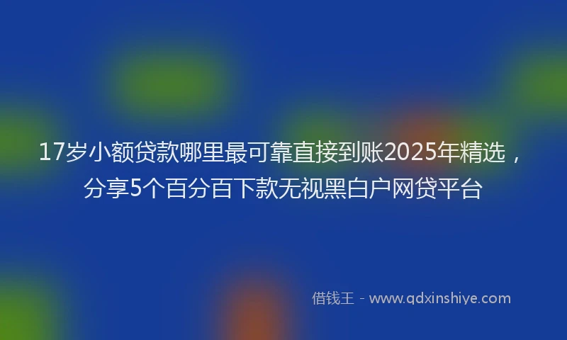 17岁小额贷款哪里最可靠直接到账2025年精选，分享5个百分百下款无视黑白户网贷平台