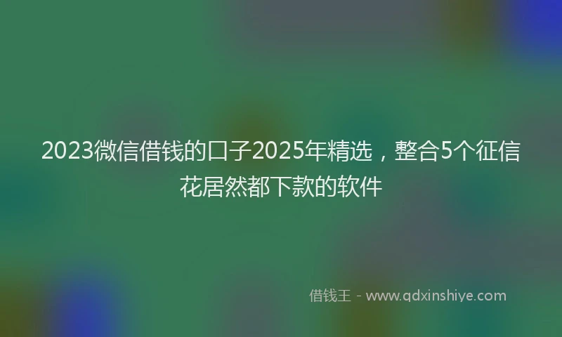 2023微信借钱的口子2025年精选，整合5个征信花居然都下款的软件