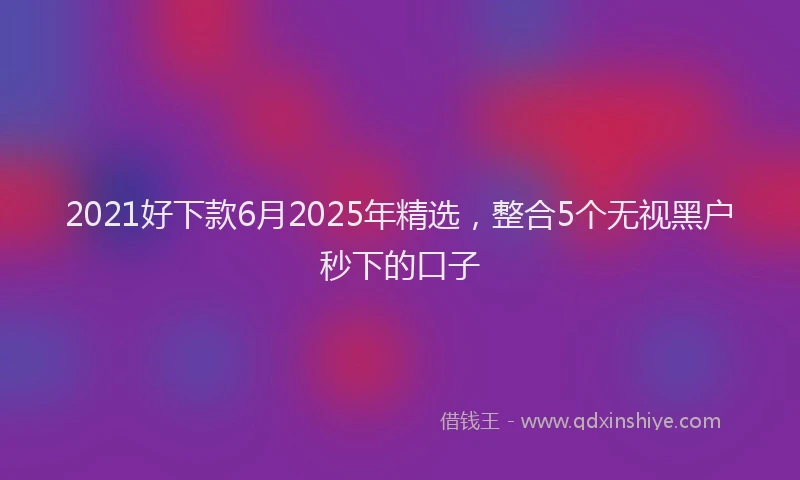 2021好下款6月2025年精选，整合5个无视黑户秒下的口子