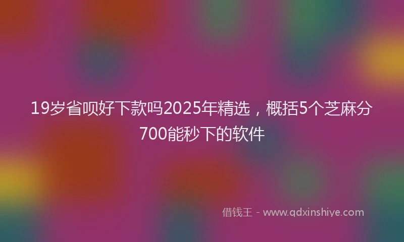 19岁省呗好下款吗2025年精选，概括5个芝麻分700能秒下的软件