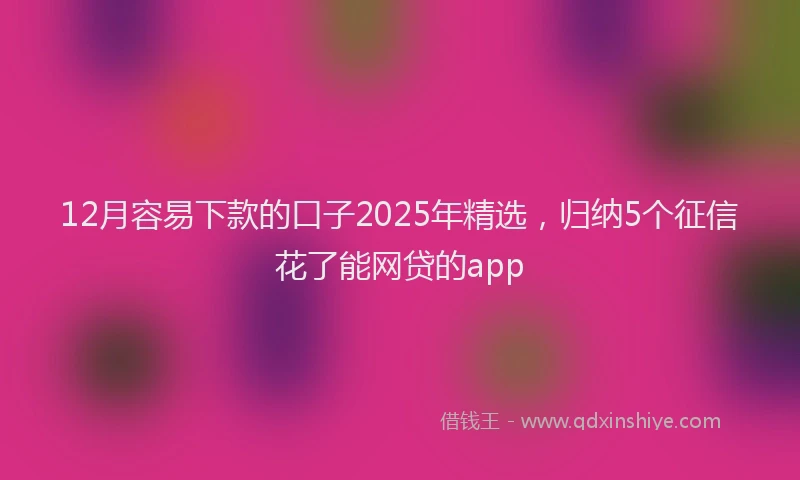 12月容易下款的口子2025年精选，归纳5个征信花了能网贷的app