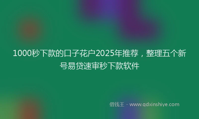 1000秒下款的口子花户2025年推荐，整理五个新号易贷速审秒下款软件
