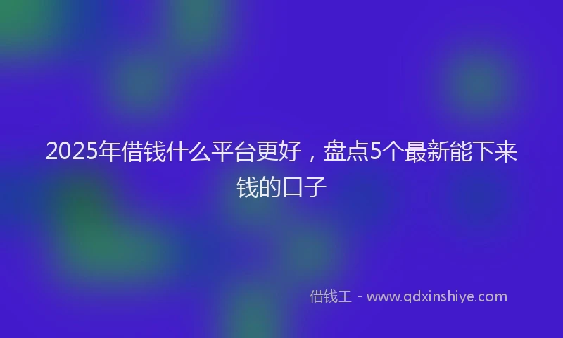 2025年借钱什么平台更好，盘点5个最新能下来钱的口子