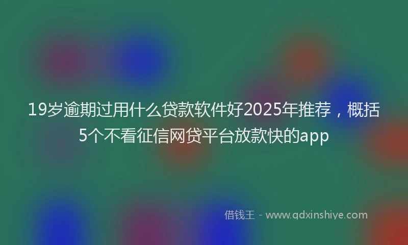 19岁逾期过用什么贷款软件好2025年推荐，概括5个不看征信网贷平台放款快的app