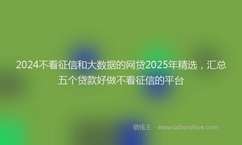 2024不看征信和大数据的网贷2025年精选，汇总五个贷款好做不看征信的平台